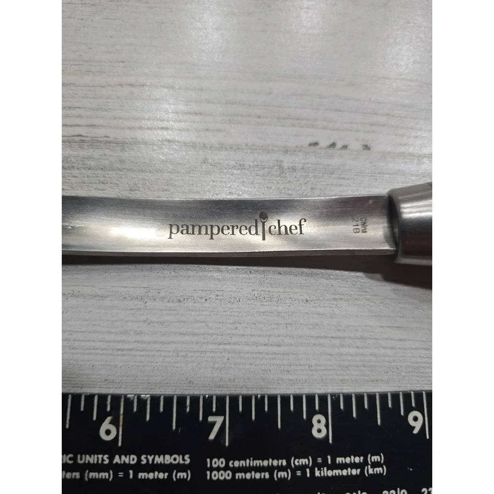 Pampered Chef Scoop and Scrape Spatula Silicone Head Stainless Steel Handle 21B